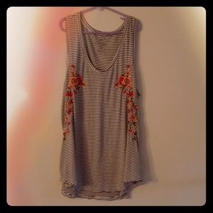 Striped floral sleeveless top